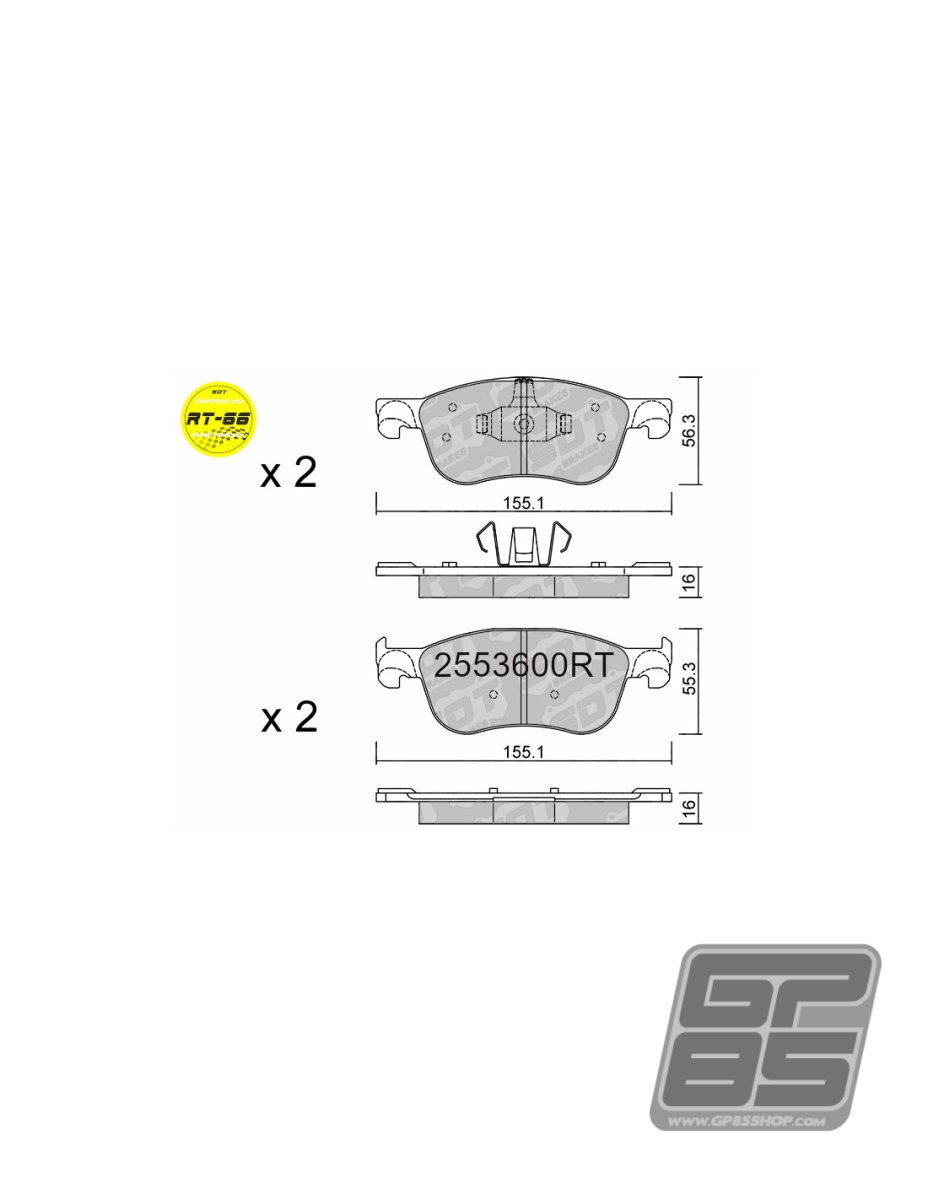 PASTILHAS FRENTE – FORD FIESTA ST MK8 – RT66